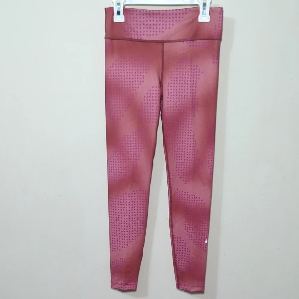 Nike One Leggings Pink Polka Dot Tight Fit High Rise Full Length Girls Size M